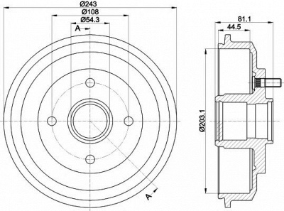 HELLA PAGID 8dt355300261 -  Тормозной барабан